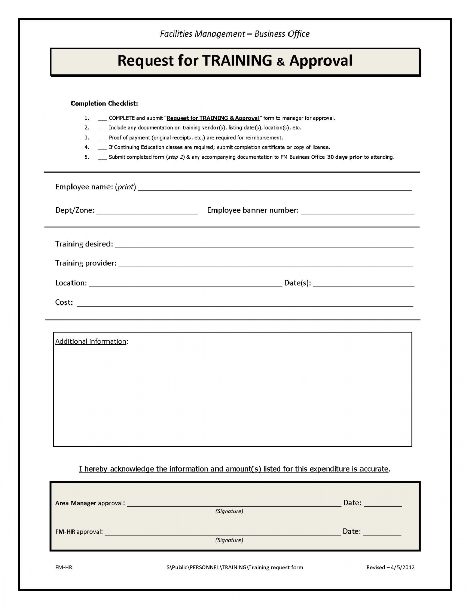 Training Request Form Example